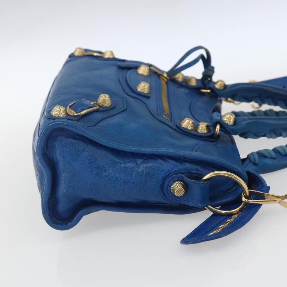 BALENCIAGA Giant Mini City Hand Bag Leather 2way Blue Gold 309544 Auth am10173V - Picture 4 of 16